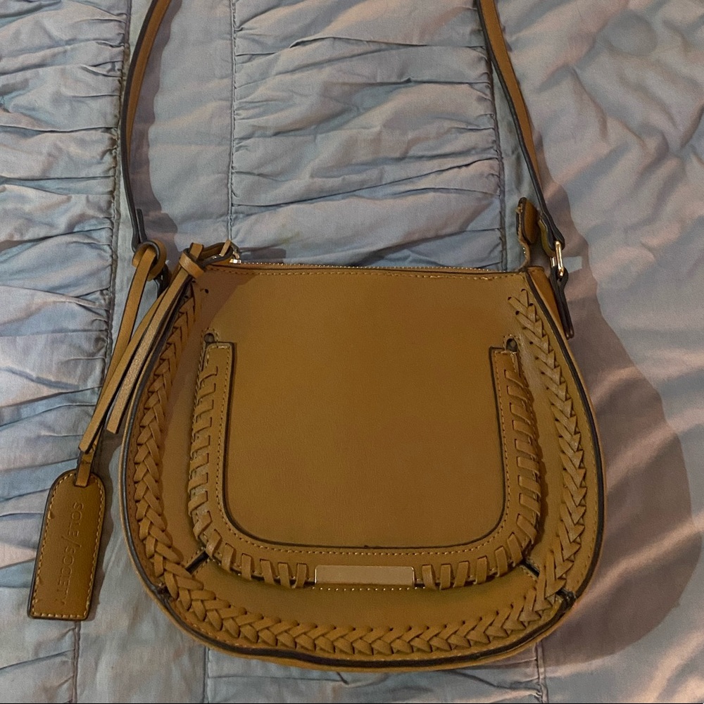 Sole Society Camel Crossbody Adjustable Saddle Bag Purse